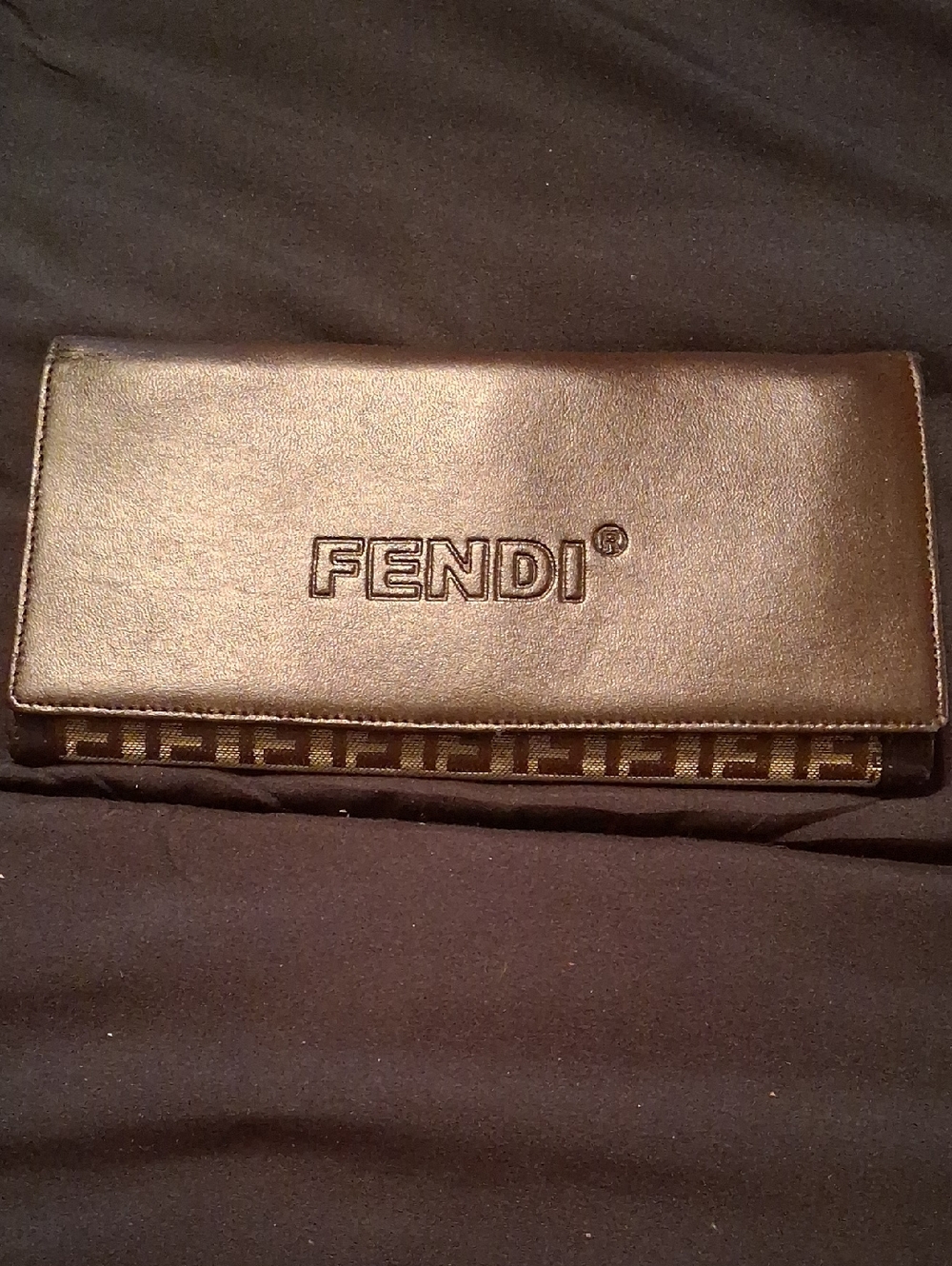 Fendi Brown leather metallic Folded Continental Wallet
